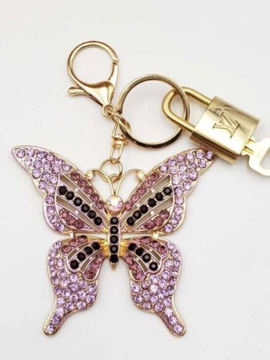 Authentic LV Louis Vuitton Gold Lock & Key 🔑 Unbranded  Louis Vuitton Gold Lock 🔒 Authentic LV Key + Unbranded Butterfly Bag Charm